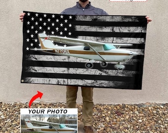 Aircraft Airplane Personalized Flag, Aviation Gift, Private Jet Owner Gift, Aircraft Ownership, American Pilot, Flag 24X36 (AmericanFlag02)