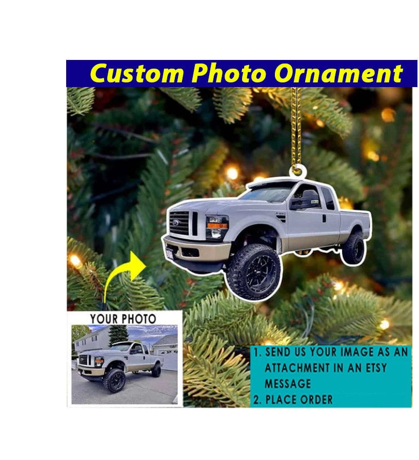 Pickup Truck Personalized Photo Ornament, Square Body, Chevy Car Owners, Muscle Car Guys Gifts, Classic Car, Gifts For Hot Rod Owners