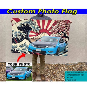 JDM Sport Car Japanese Car Lover Gifts Personalized Photo House Flag, Drifting Gifts, Drift Cars, Drifted Car Gift Ideas (JDMflag1)