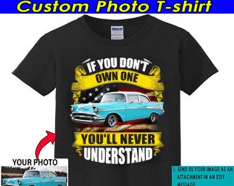 Funny Classic Vintage Car Hot Rod Personalized Photo T-shirt, Unique Gift For Car Lovers, Muscle Car Modern Car Sport Car Custom Car (BK507)
