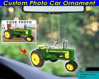 Tractor Personalized Car Ornament, Custom Tractor Ornament, Unique Gift For Farmer, Farming Gift, Custom Car Mirror Decor, Rear View Mirror