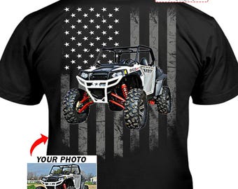 Side by Side SxS Personalized Photo T-shirt, Custom Gift For UTV Lovers, Unique UTV Racing Gifts (On the Back) (BK5)