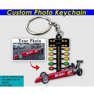 Dragster Drag Racing Personalized Photo Keychains, Gift For Dragster Racers, Top Alcohol Dragster, Top Fuel Drag Racing Team (Dragtree)