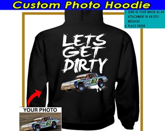 Street Stock Dirt Track Racing Personalized Hooded Sweatshirt, Custom Modified Stock Racing Gift For Dirt Track Racer (On the Back) (RZR6)