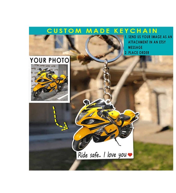Motorcycle Personalized Keychains Motorbike Presents Best Biker Gifts Biker Couple Gifts Custom Motorcycle Keyrings ridesafeloveu Etsy