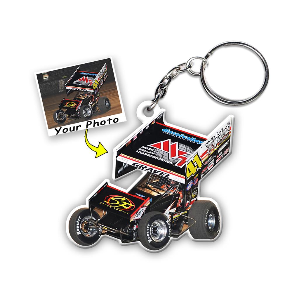 Sprint Car Racing Personalized Keychains, Unique Gift For Sprint Car Racers, Custom Sprint Car Racing Keyrings