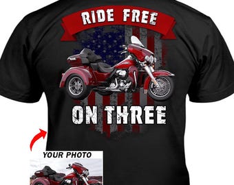 Cool American Trike Three-wheel Motorcycle Personalized T-shirt, Unique Gifts For Trike Riders Trikers, Trike Lovers (on the back) (BK544)
