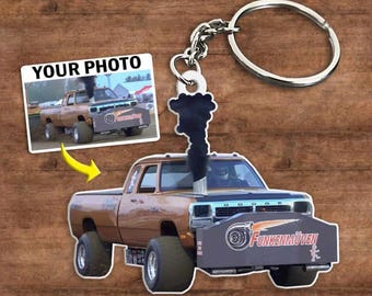 Truck Pulling Personalized Photo Keychains, Unique Gifts For Truck Pullers, Custom Photo Truck Pull Keychains