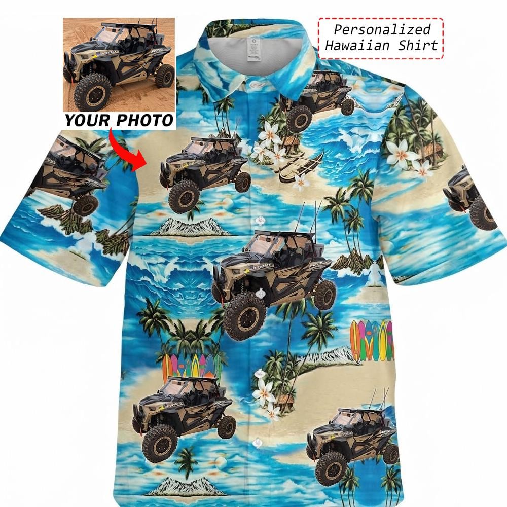 MOTOR by HIDEO MOTOIKE 麻シャツ ネイビー L Off Road 4x4 Mud Bogging Personalized Photo Hawaiian Shirt, Custom