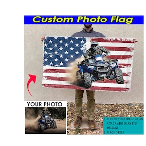ATV RZR Dirt Quad Off-road Personalized American House Flag, ATV Kids Gifts, Dirt Quad Razor Gift, Off Roading, Mud Truck, Flag 24X36