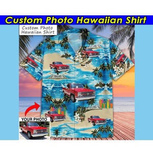Alter Pick-up-Truck personalisiertes Foto Hawaii-Hemd, klassischer Pick-up, Hot Rod Shirt, modernes Pick-up, Vintage Oldtimer (HAW2)