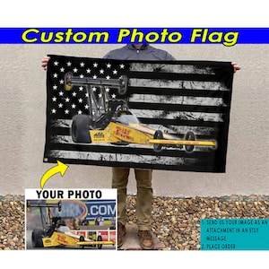 Dragster Personalized Flag, Top Fuel Drag Racing Gifts, Pro Modified Car, Prostock Car Racing, Flag 24X36 (AmericanFlag02)