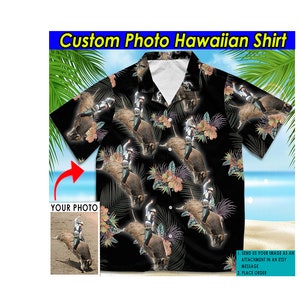 Camisa hawaiana con foto personalizada de Bull Riders Bull Riding, mini Bull Riders, monta de novillos, caza de corderos, toro encabritado (HAW6)