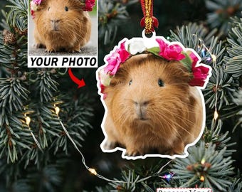 Guinea Pigs Personalized Photo Ornament, Cute Guinea Pig Gift For Pet Rats Owners, Mice Rats Lovers, Chinchilla Lovers, Acrylic Ornaments