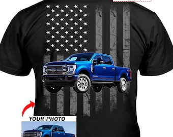 Modern Pickup Truck Personalized Photo T-shirt, Unique Gift For Heavy Pickup Truck Lovers, Custom Pickup Truck T-shirts (On the Back) (BK5)