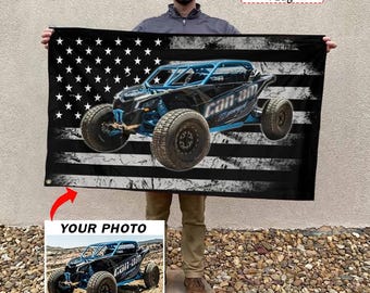 Off-Road UTV RZR Personalized Photo Flag, Unique Custom Gift For Off-roaders Offroading Lovers, Dune Buggy Lovers (AmericanFlag02)