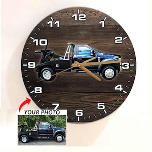 Wrecker Gift Tow Truck Personalized Wooden Wall Clock, Hook truck, Breakdown Truck, Recovery Vehicle, Breakdown Lorry, Gift For Truck Guys