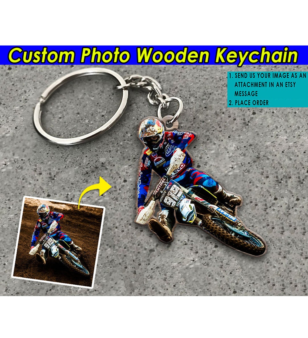 Mx Rider Gift Dirt Bike Personalized Photo Wooden Keychain Unique Gifts for Motocross Lovers Cool Gifts for Bikers Motorcycle Keychain Etsy