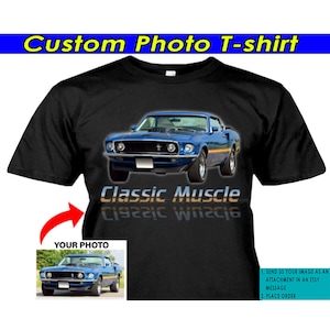 Classic Muscle Car Personalized Photo T-shirt, Gifts For Classic Muscle Car Lovers Owners, Custom Muscle Car t shirt, V8 engine Car (BK318)