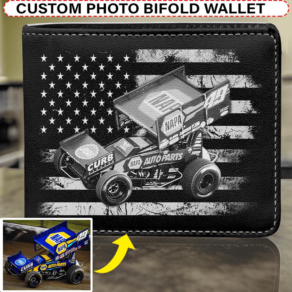 Late Model Car Dirt Track Racing Personalized Leather Men Bifold Wallet ...