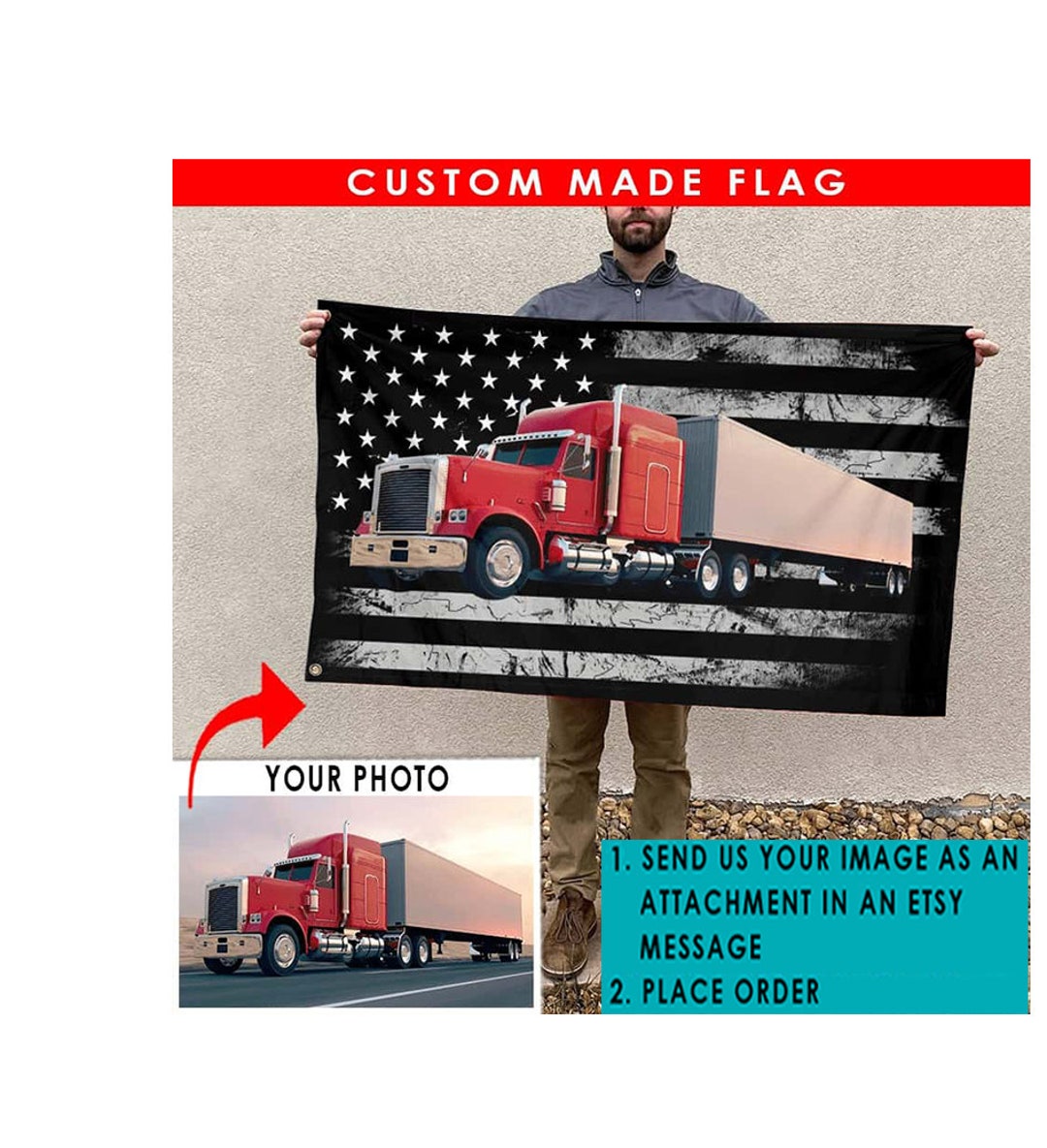 Big Rig Flags Trucker Gifts Big Truck Personalized American Flag, Gifts for Big Rigs ...