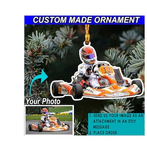 Go Kart Karting Racing Gepersonaliseerd ornament, unieke kartcadeaus, coole cadeaus voor kartliefhebbers, acrylornamenten