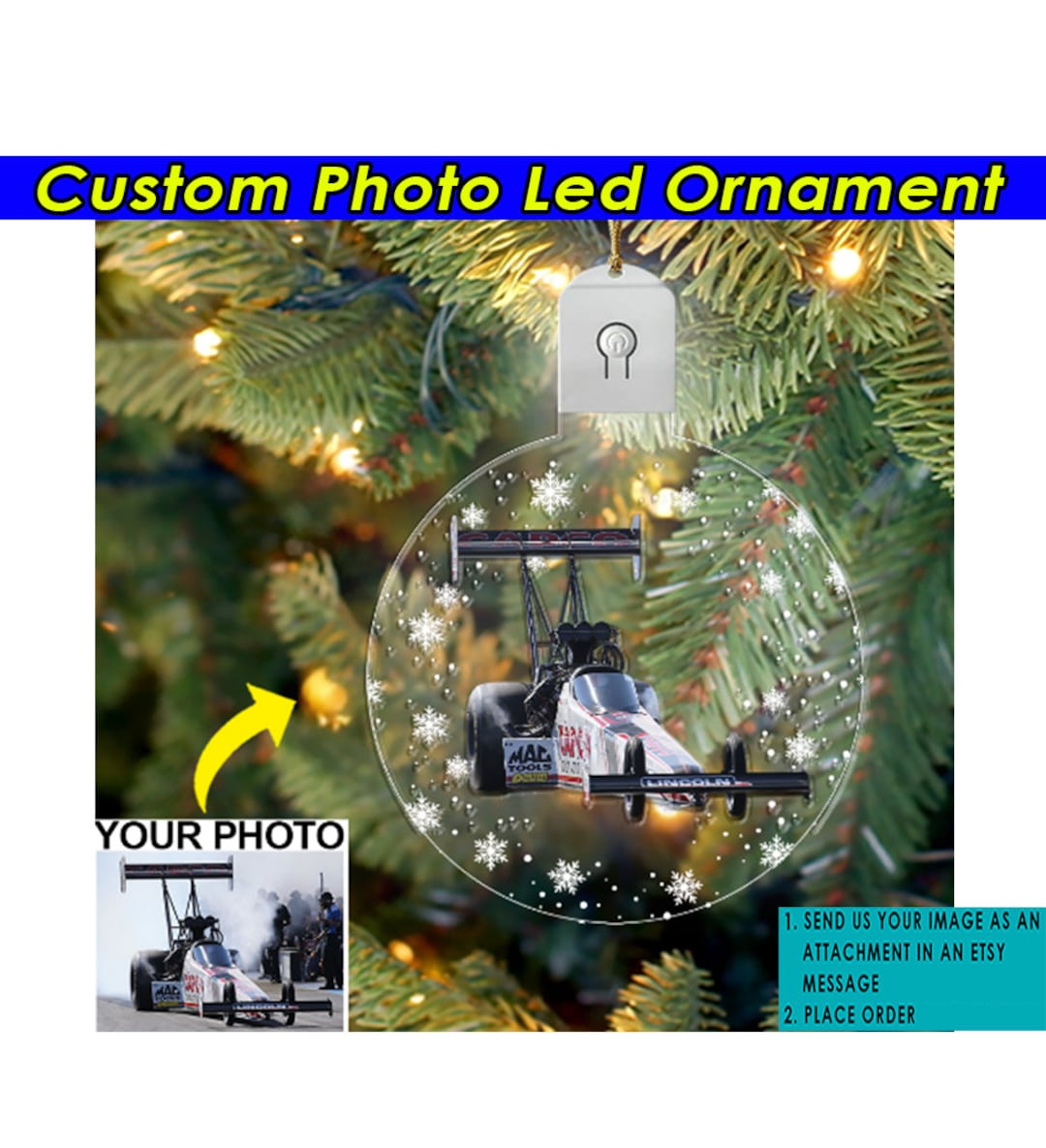 Dragster Drag Racing Personalized Led Acrylic Ornament, Unique Gifts ...