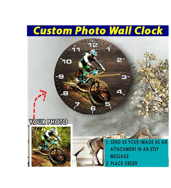 Reloj de pared de madera personalizado para ciclismo de monta a
