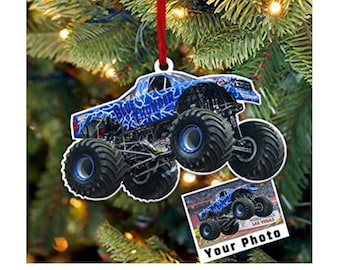 Monster Truck Personalized Photo Ornament, Unique Gifts For Monster Truck Lovers, SUVs Offroad, Mud Truck Mud Bogging, Acrylic Ornaments