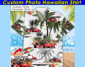 Camisa hawaiana personalizada con foto de carreras de karts, regalo único para entusiastas del karting, camisetas Aloha geniales para conductores de karts (HAW4)