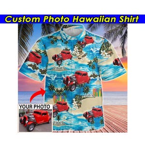 Hot Rod Owners Gifts Personalized Photo Hawaiian Shirt, Custom Car, Classic Car, Vintage Car, Modern Car Owners (HAW2)