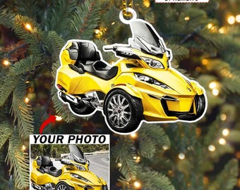 Spyder Motorcycle Personalized Ornaments, Unique Reverse Trike Motorcycle Owner Gifts, Slingshot Owner Gifts, Acrylic Ornaments