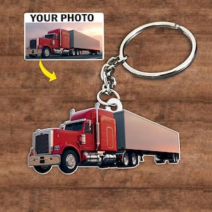Sleutelhanger gepersonaliseerde vrachtwagen, unieke cadeaus voor vrachtwagenchauffeurs, grote tuigage, cadeaus grote vrachtwagenchauffeurs, dieplader, oplegger sleutelhangers