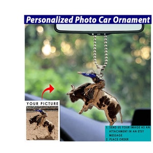 Bull riding Personalized Car Ornament, Unique Gifts For Bull Riding Lovers, Bull Riders, Cowboys, Bucking Bull Gifts, Bull Rider Ornament
