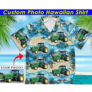 Tractor Lovers Gifts Personalized Photo Hawaiian Shirt, Unique Gift For Farmer, Tractor Owners, Tractor Pulling, Cool Farmer Present (HAW2)
