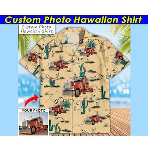 Cool Trucker Dad Gifts Big Truck Personalized Hawaiian Shirt, Big Truck Drivers Gifts, Custom Big Rigs Gifts, Unique Trucker Shirts (HAW1B)