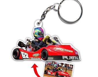 Dirt Go-Kart Karting Racing Personalized Keychains, Dirt Track Racing Gifts, Dirt Late Model, Sprint Car Racing, Midget Car, Quarter Midget