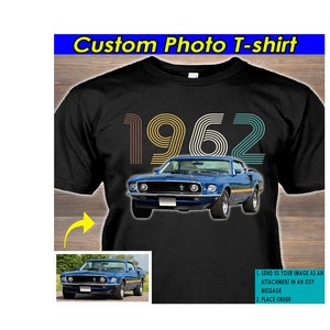 マッスルカーのパーソナライズTシャツ、車好きの男性へのギフト、車好きへのギフト、1962年製カーメンズTシャツ、クラシックヴィンテージカーオーナー（1962年製）
