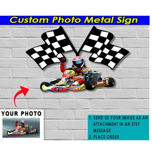 Go Kart Karting personalisierte Foto geschnitten Metallschild, einzigartiges Geschenk für Kart Racing Liebhaber, coole Go Kart Geschenke, beste Kart Geschenke (Racingmeta)