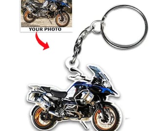 Unique Biker Gift Motorcycle Personalized Keychains, Adventure Touring Motorcycle, Custom Photo Motorcycle Keychains