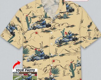 Camisa hawaiana personalizada de karts, regalo único para amantes de los karts, regalos para pilotos de karts, camisa hawaiana de equipo de karts (HAW1)