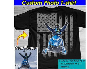 Spersonalizowane koszulki z motywem sanek, skuterów śnieżnych, snowboardu, prezentów dla osób jeżdżących skuterami śnieżnymi, skuterów śnieżnych (na plecach) (BK5)