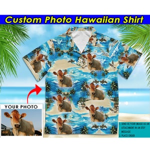 Cow Lover Gifts Personalized Photo Hawaiian Shirt, Unique Gift For Farmer, Farming Gifts, Cow Gifts For Him, Cool Farmer Present (HAW2)