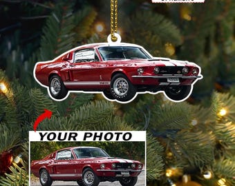 Classic Vintage Muscle Car Personalized Ornaments, Unique Custom Car Photo Ornament Gift For Car Guys