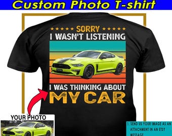 Cool Muscle Car Supercar Personalized Photo T-shirts, Unique Gifts For Car Lovers, Custom Car T-shirts (On the Back) (BK494)