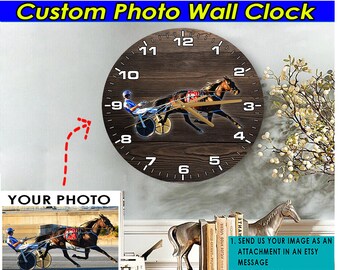Harness Racing Gift Horse Personalized Photo Wooden Wall Clock