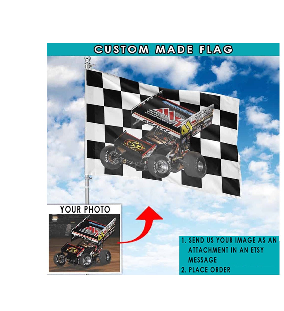 Personalized Photo Racing Flag Custom Photo Sprint Car Etsy