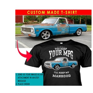 Pickup Truck Personalized Photo T-shirt, Funny Gift For Car Lovers, Vintage Car, Muscle Hot Rod Owners, Classic Pickup (PITRU30)