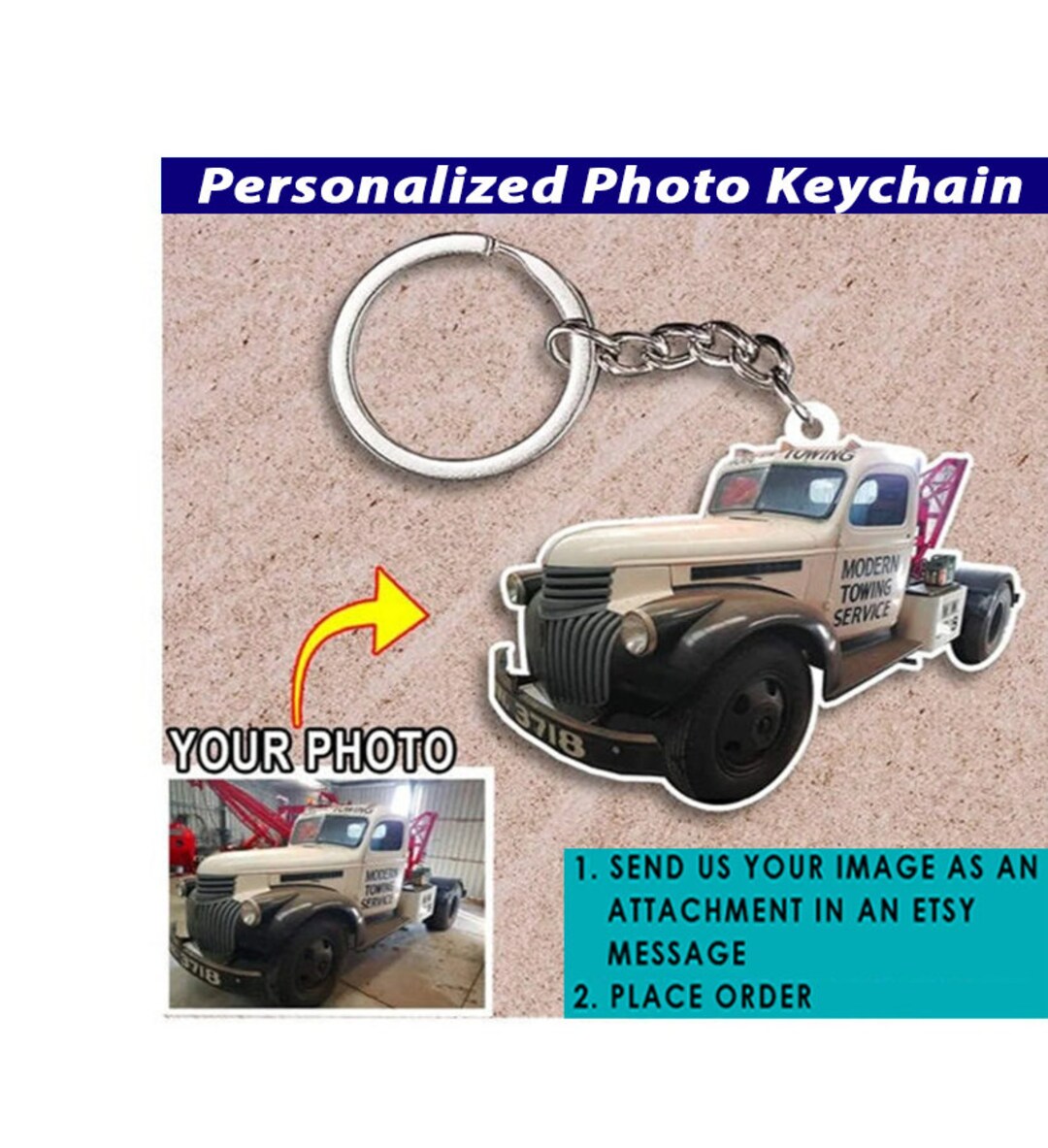 Tow Truck Keychains, Wrecker Personalized Photo Keychain, Gifts for Truckers Boyfriend, Trucker
