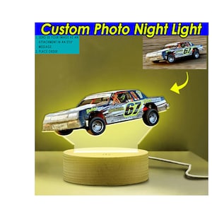 Street Stock Car Late Model Dirt Track Racing Personalized Printed Night Light, Modified Stock Cars, Gift For Dirt Track Racers (Mc-nig2)